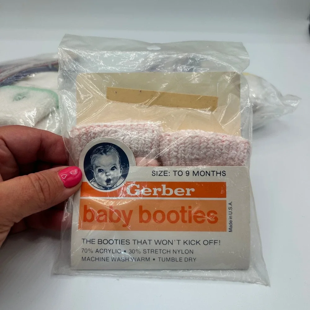 Vintage 1980s Gerber Goldbug Baby Booties Bootee Socks Lot 3 Pairs New 0-24M